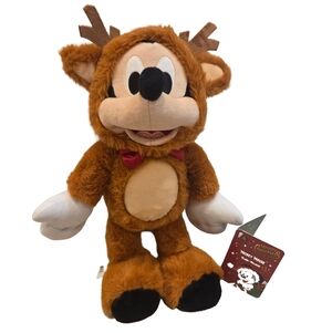 Disney Store MICKEY MOUSE REINDEER 2025 Holiday 15" Plush NEW